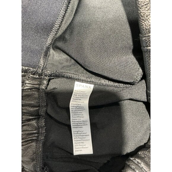 Spanx Faux Leather Size Large Jogger Pant Black Pull On Stretch - Picture 8 of 10